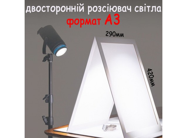 Відбивач світла-фотофон А3 420*290 мм (2в1) Зелений хромакей + білий