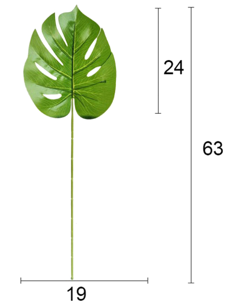 Лист монстеры 63 см