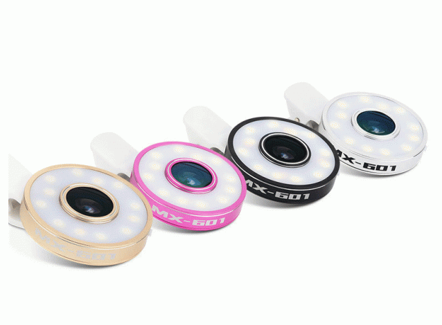 Mx-601 Набор линз Фишай, макро с LED подсветкой (selfie ring) для телефона, IPhone 